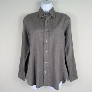 Eight Sand Long Sleeve Button Up Womens Small Organic Cotton Preppy Monochrome